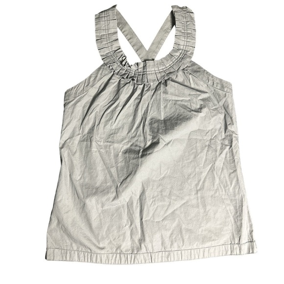 J. Crew Gray Crisscross Ruffle Top Size: 4 - Picture 1 of 2